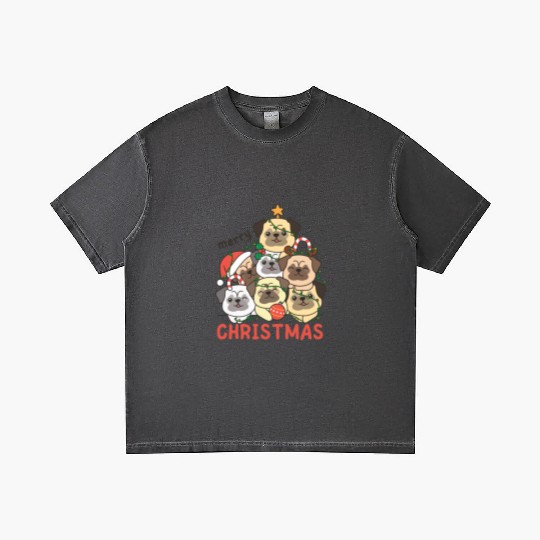 Pug Christmas Tree Merry Christmas Gradient T Shirts