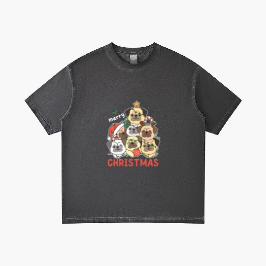 Pug Christmas Tree Merry Christmas Gradient T Shirts