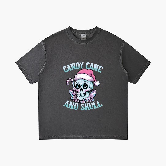 Candy Cane And Skull Pastel Goth Christmas Skull Gradient T Shirts