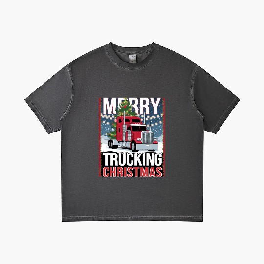 Merry Trucking Christmas Festive Semi-Truck Card Gradient T Shirts
