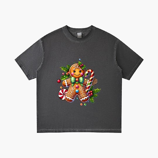 Happy gingerbread man with candy cane Gradient T Shirts