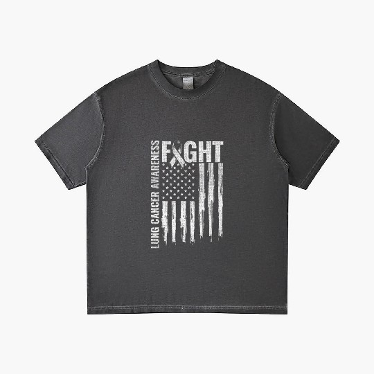 Lung Cancer Awareness White Ribbon Fight USA Flag Gradient T Shirts