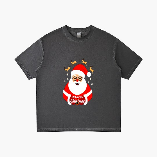 Jolly Santa Claus with Reindeer - Merry Christmas Gradient T Shirts