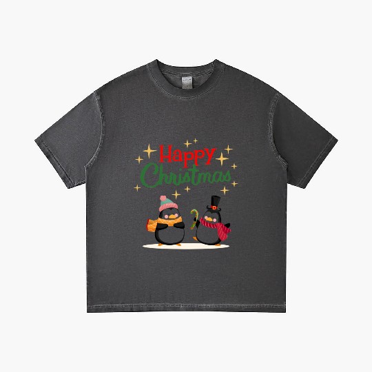 Cute cartoon penguins celebrating Christmas Gradient T Shirts