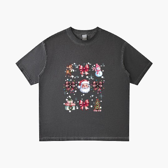Christmas Coquette Bow, Cute Christmas Santa Gradient T Shirts