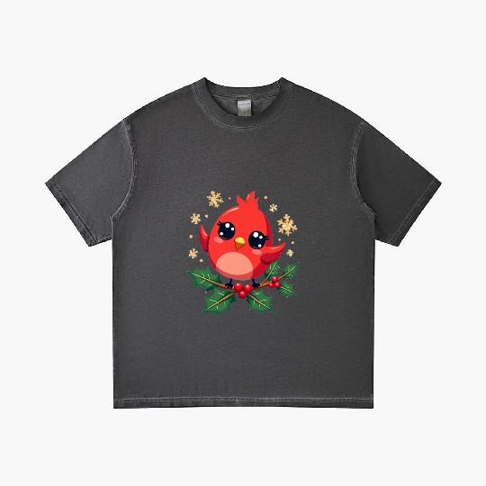 Elegant Christmas Cardinal on Holly Branch Gradient T Shirts