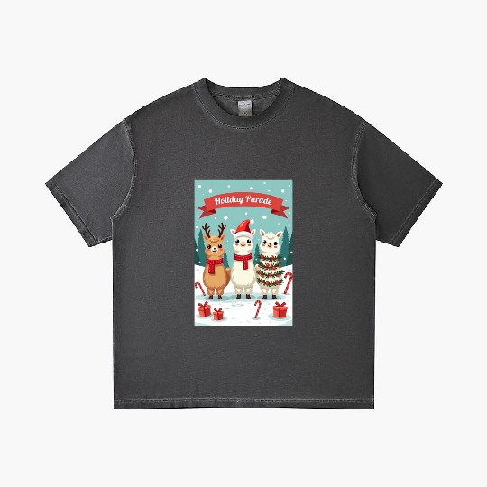Christmas Llamas Parade Gradient T Shirts