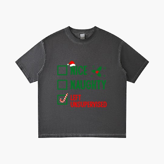 Left Unsupervised Christmas Checklist Gradient T Shirts