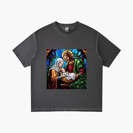 Holly family cristal stained glass image Gradient T Shirts