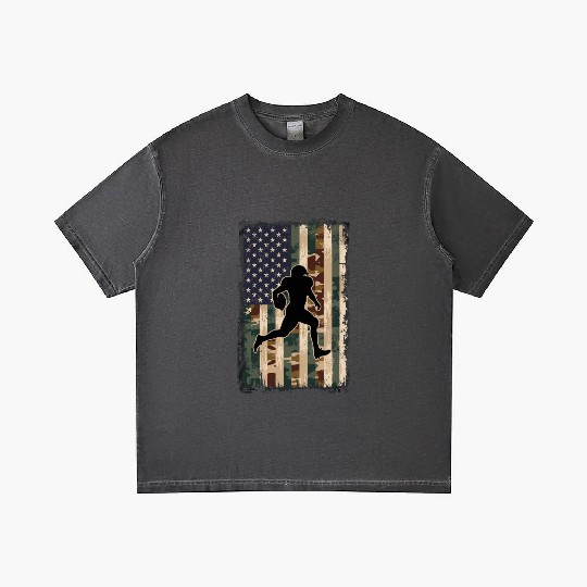 Camo US Flag American Vintage Football Player Gradient T Shirts