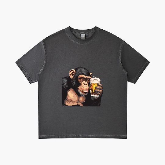 Cute Chimpanzee Drinking Beer 2 Gradient T Shirts
