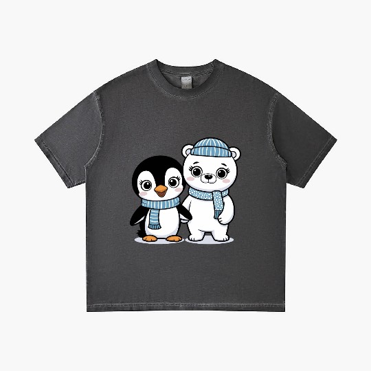 Happy Penguin and Polar Bear Best Friends Gradient T Shirts