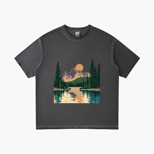 "Mountain Sunrise Serenity: A Scenic Outdoor Gradient T Shirts