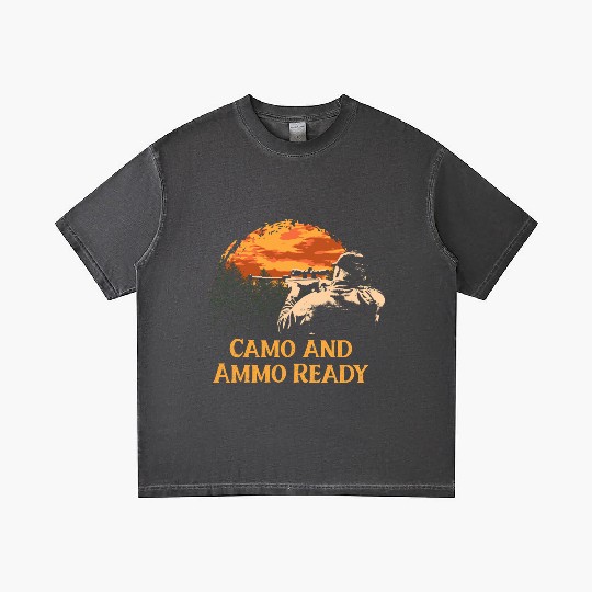 Camo and Ammo Ready Hunting Shotgun Hunter Shootin Gradient T Shirts