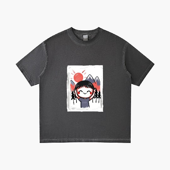 Funny Happy Kid in Nature Gradient T Shirts