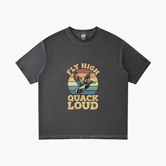 Mallard Duck Fly High Quack Loud Retro Water Bird Gradient T Shirts