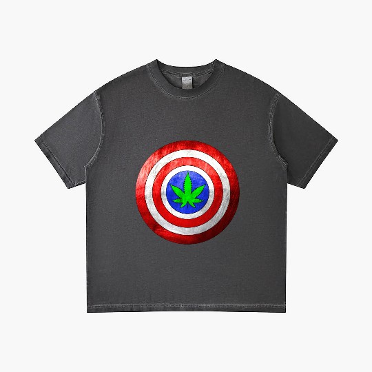 Captain Cannabis Shield Red White Blue and Green Gradient T Shirts