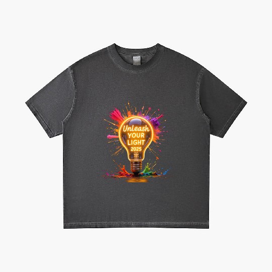 A large starburst glowing in neon light with 2025 Gradient T Shirts