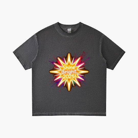 A large starburst glowing in neon light with 2025 Gradient T Shirts