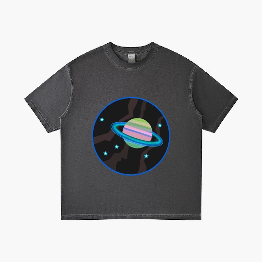 Space Stars and Planet (green and pink) Gradient T Shirts