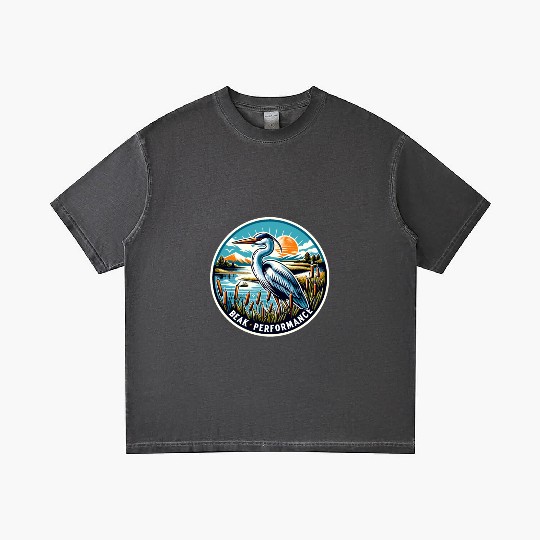 Great Blue Heron Beak Performance Retro Gradient T Shirts