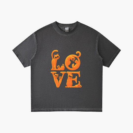 Love Cat Orange Gradient T Shirts