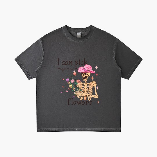 Funny Cowboy Skeleton with Flowers Gradient T Shirts