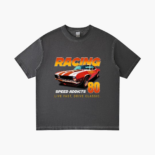 Racing Classic Car Graphic Gradient T Shirts, Retro Muscle Car