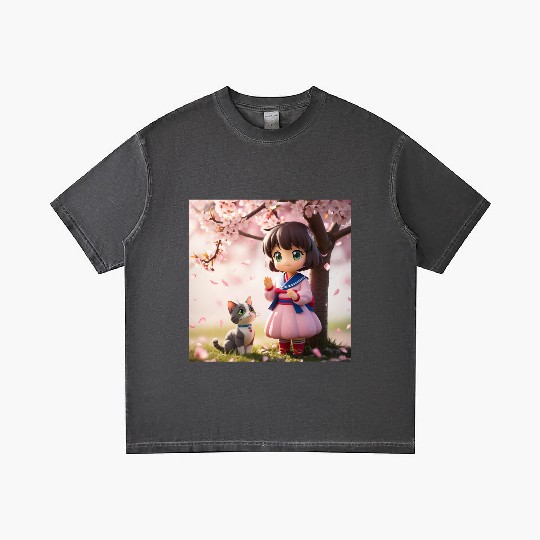 An anime character with a cute cat Gradient T Shirts