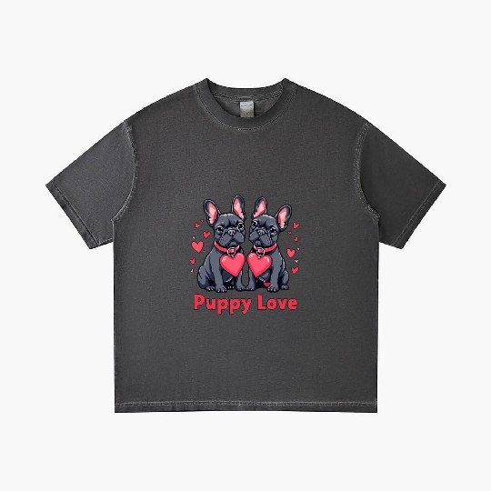 Valentines Day - Puppy Love French Bulldog Gradient T Shirts