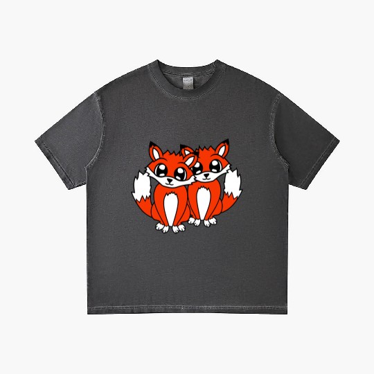 2 Foxes Friends Red Fox Two Wild Animals Team Crew Gradient T Shirts