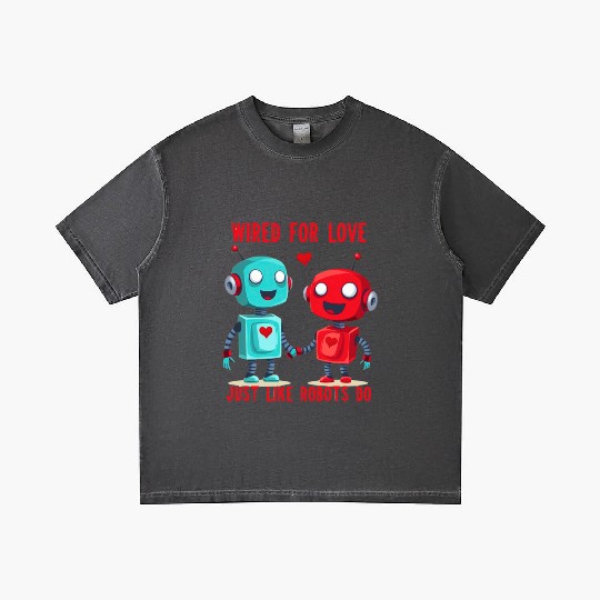 Valentine's Day Gift: Two Robots in Love on Bella Gradient T Shirts