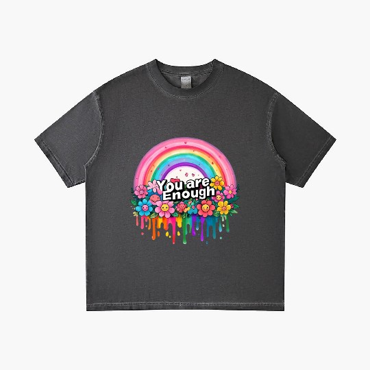 "You Are Enough" Rainbow and Flowers Inspirational Gradient T Shirts