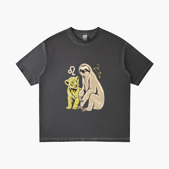 Leo Zodiac Sloth and Lion Cub Magic Gradient T Shirts