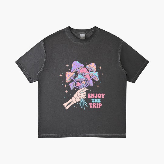 Psychedelic Mushrooms with Skeleton Hand Gradient T Shirts