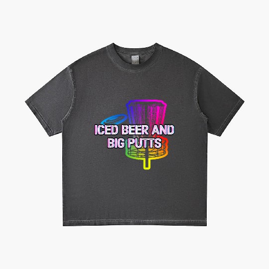 Iced Beer and Big Putts Disc Golf Beer Lover Gradient T Shirts