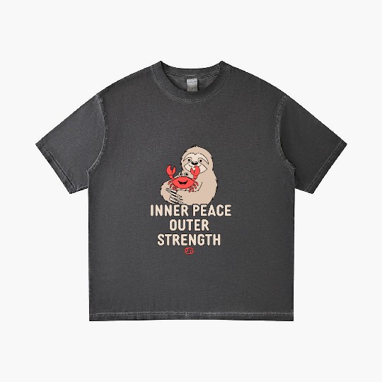 Cancer Zodiac Sloth Inner Peace Outer Strength Gradient T Shirts