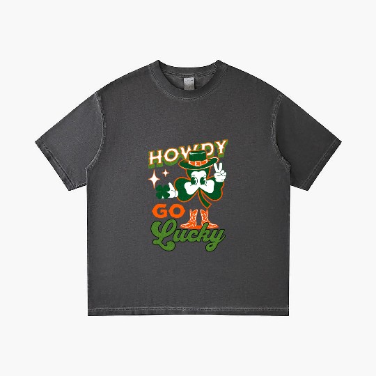 Howdy Go Lucky Saint Patrick's Day Retro Shamrock Gradient T Shirts