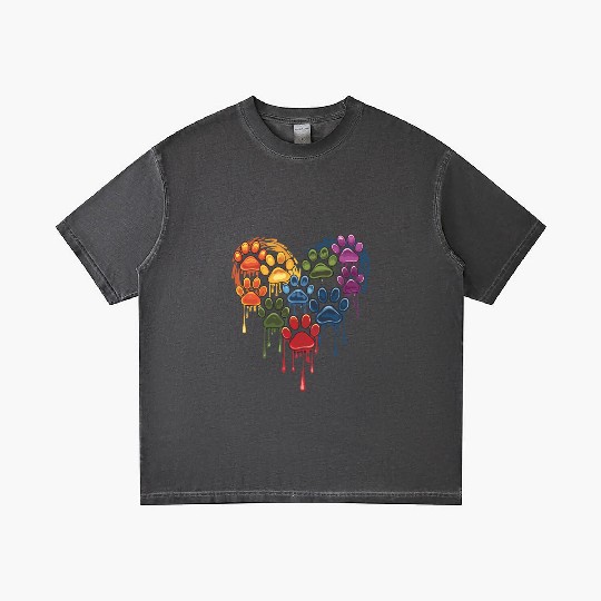 Colorful Paws Heart for Dog Lovers and Owners Gradient T Shirts