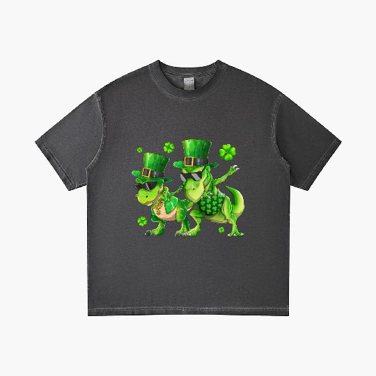 Happy St Patricks Day Dinosaur T-rex Dabbing Gradient T Shirts