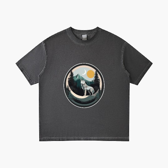 Lone Wolf Under Moonlit Sky Gradient T Shirts