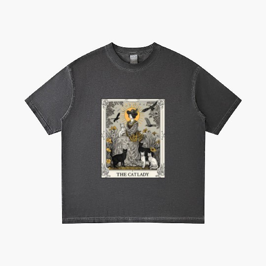 The Cat Lady Tarot Card Vintage Gothic Cat Mom Gradient T Shirts
