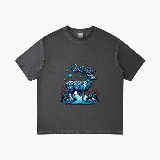 Majestic Blue Deer in Enchanted Forest Gradient T Shirts