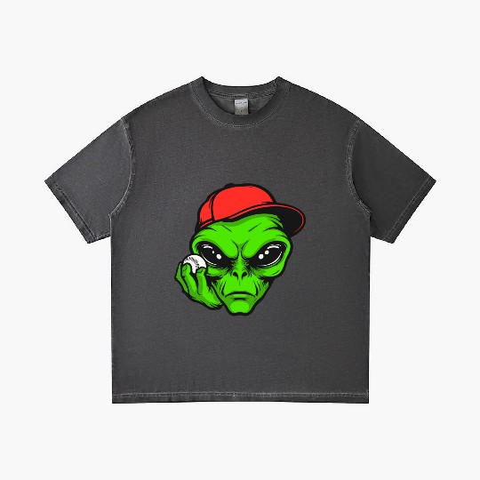 Grey Alien Baseball Gradient T Shirts