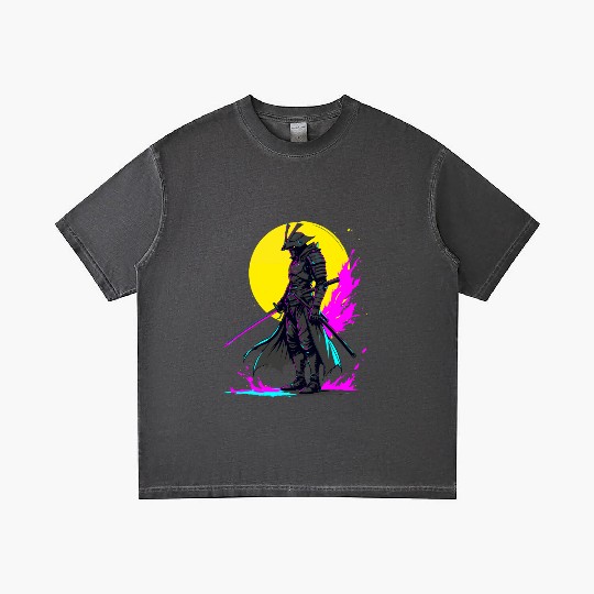 Cyberpunk Samurai Warrior Neon Art Design Gradient T Shirts
