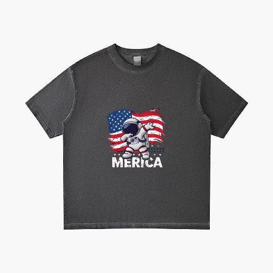 Merica Astronaut Adventure Dab with American Flag Gradient T Shirts