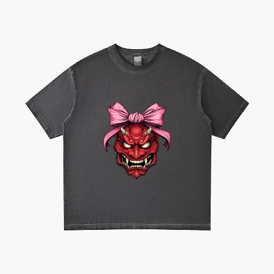 Coquette Bow Oni Yokai Devil Mask Pink Mothers Day Gradient T Shirts