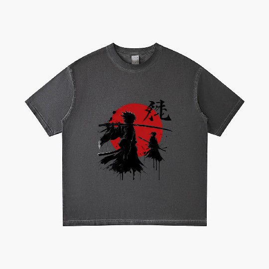 Shadow Samurai Warriors Under Blood Moon Gradient T Shirts