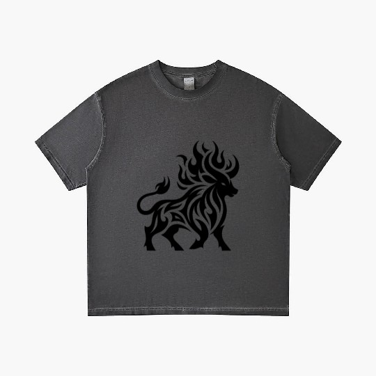 Elegant Wild Burning Bull Tattoo Style Gradient T Shirts