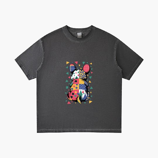 Colorful Geometric Patchwork Abstract Bunny Gradient T Shirts